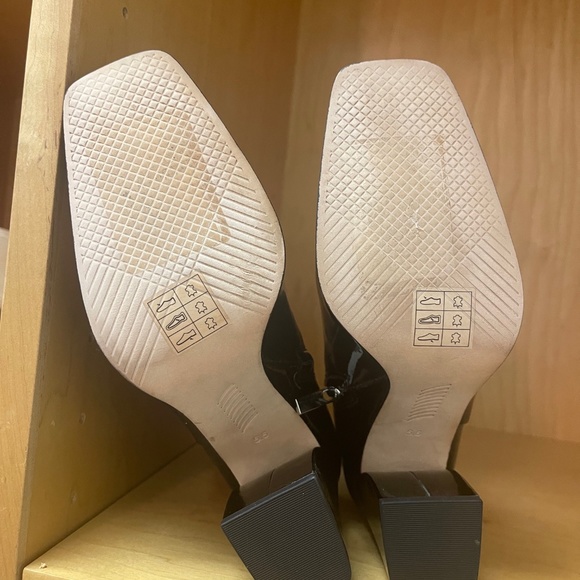 NEW PAIGE Black Patent Leather Farah Square Toe Booties Size 5.5 - Picture 7 of 9